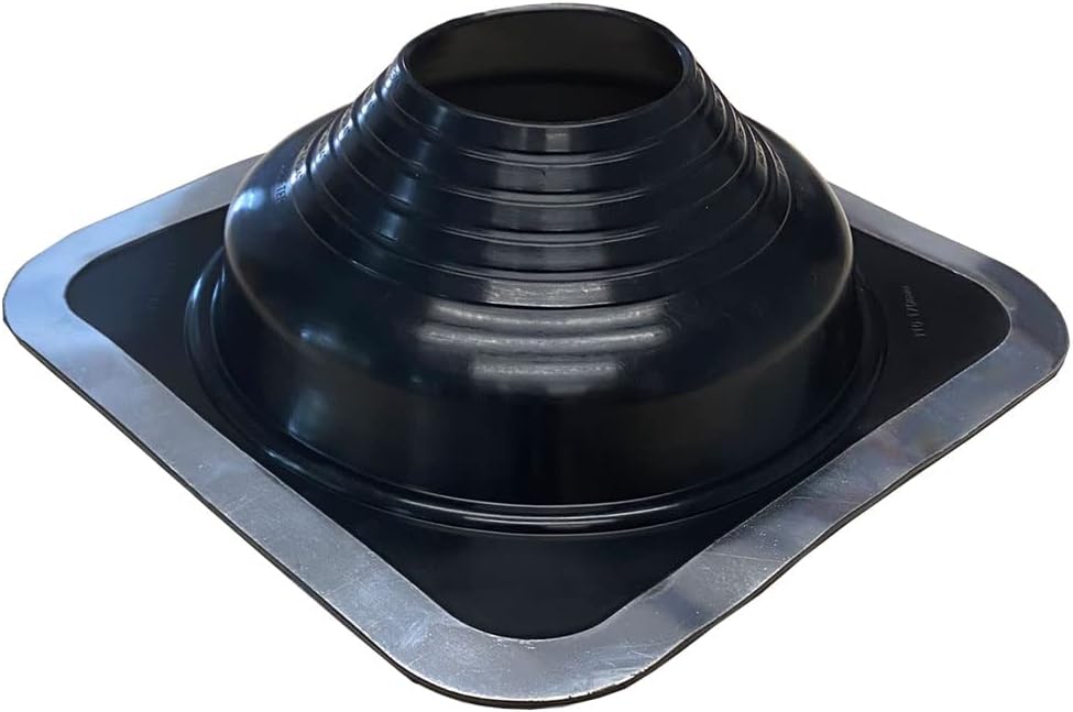 HT Rubber Pipe Flashing - Black High Temperature Silicone - Suits 110-170mm Diameter Pipes