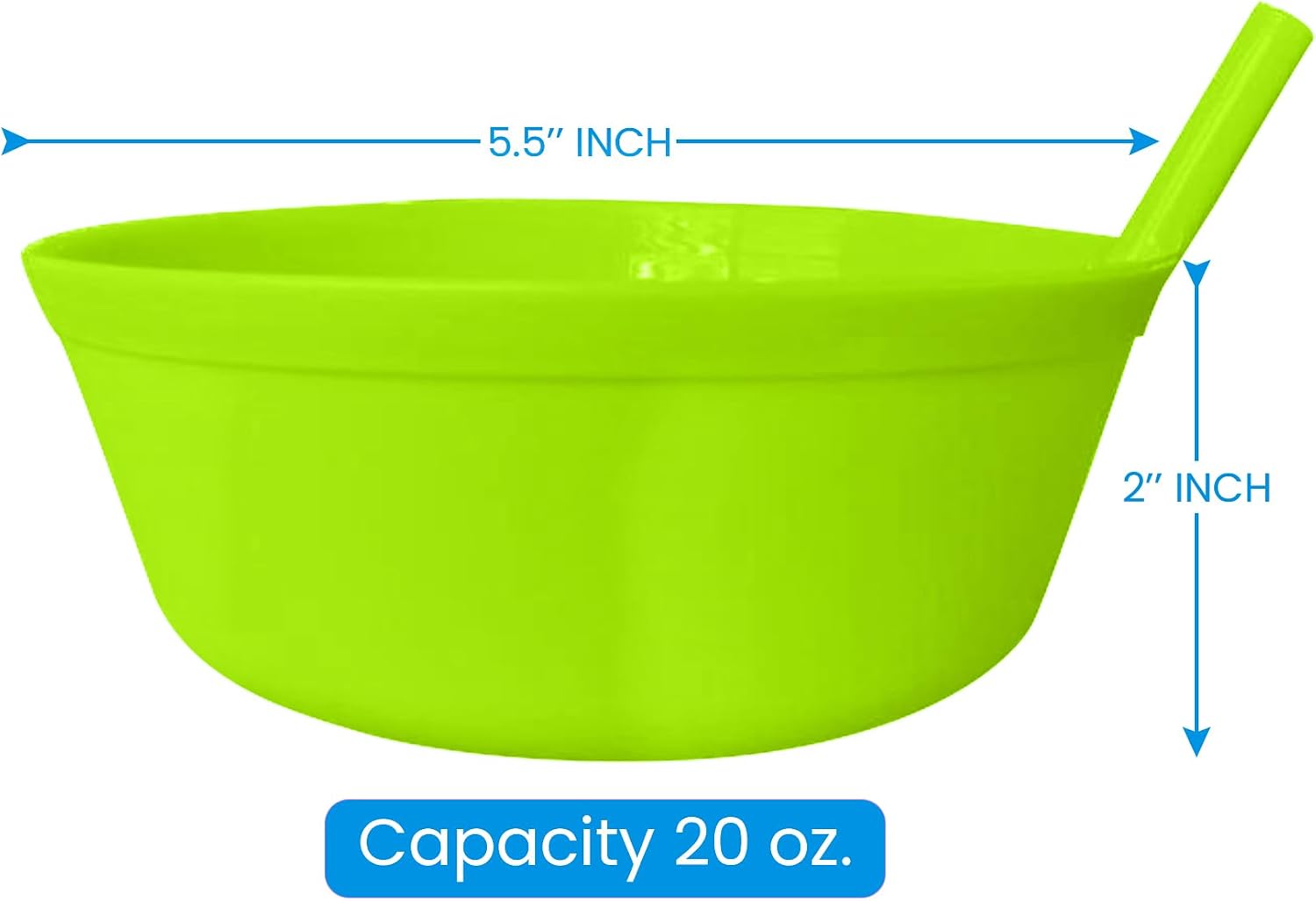 Cereal Bowl With Straw for Kids - Plastic, Dishwasher Safe, BPA FREE - Built-in Straw for Toddlers and Boys