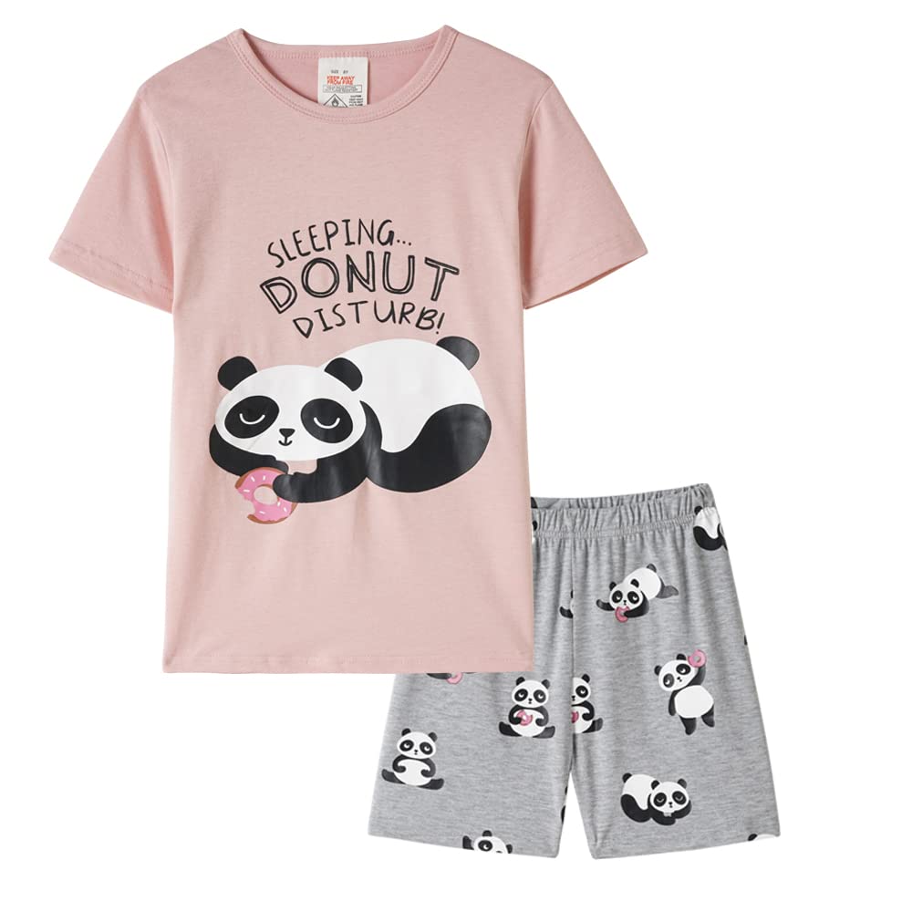 MyFavBig Girls Summer Pajama Set Heart Shape Printed Cute Sleepwear Shorts