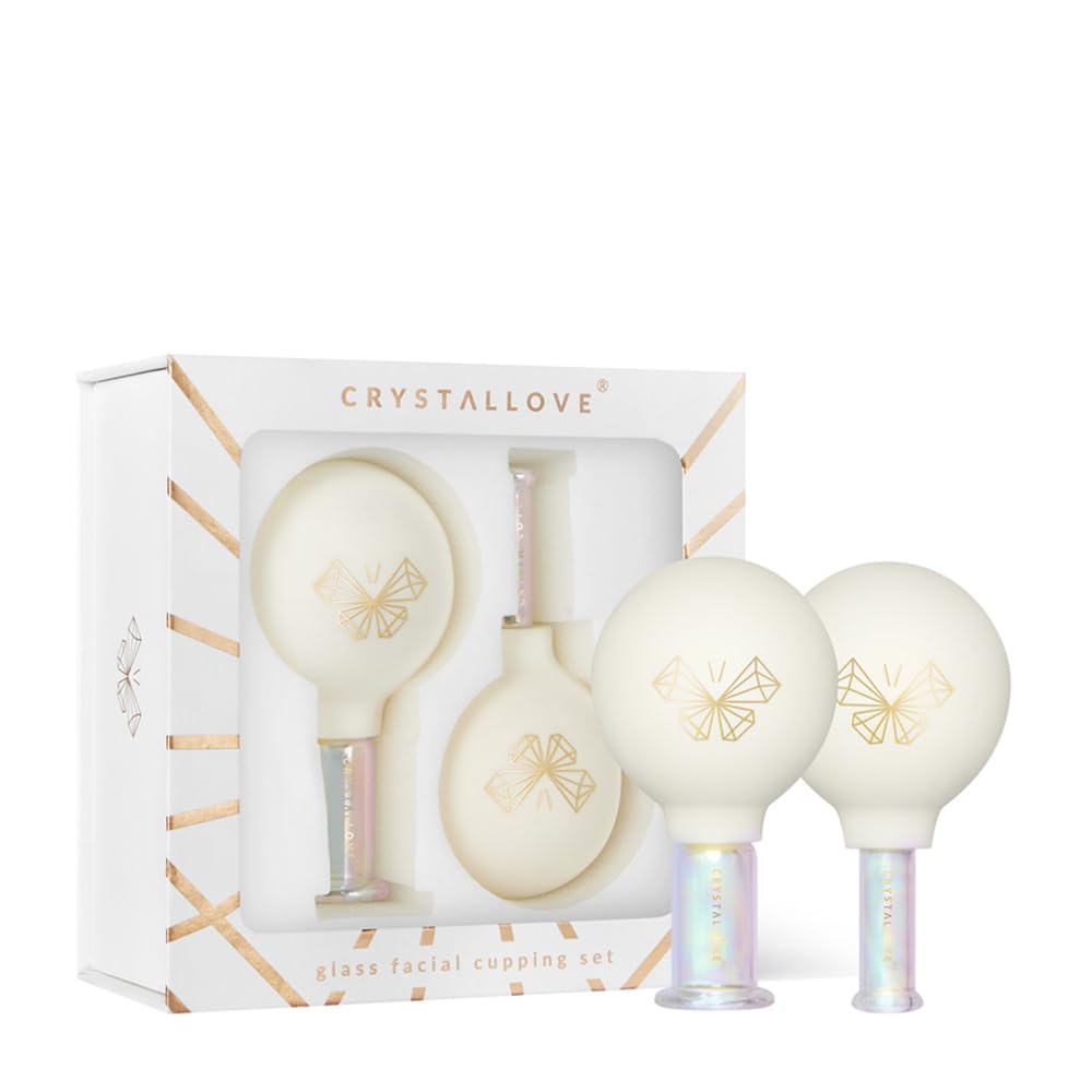 CRYSTALLOVE Glass Balls for Facial Massage Refreshing or Warming - Ice Roller - Skin Tensor Effect - Set of 2 - Massage Balls for Face, Neck and Décolleté