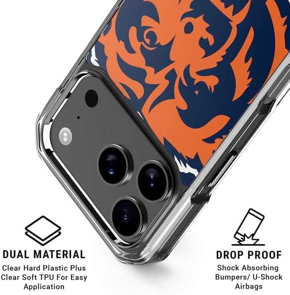 Skinit Clear Phone Case Compatible with iPhone 17 Pro Max - Officially Licensed NFL Chicago Bears Large Logo Design