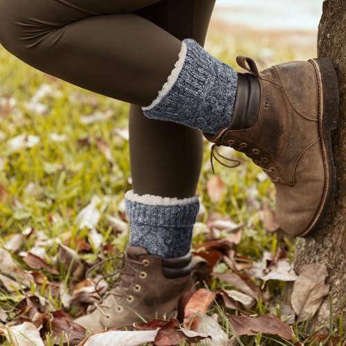 Image of Slipper Socks for Women with Grippers Non Slip, Sherpa Lined Slipper Socks