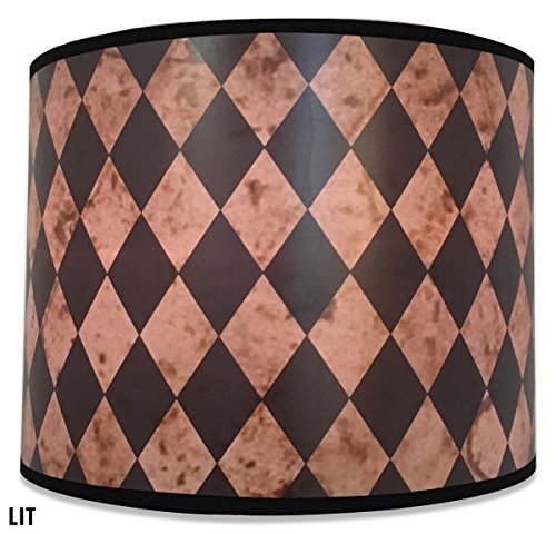 Image of Royal Designs, Inc. Trendy Decorative Handmade Drum Shade, Made in USA, 10in, HBC-8017-10, Diamonds on Parchment