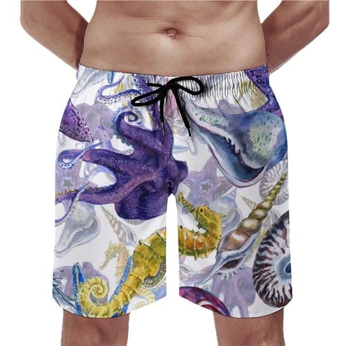 Short de bain homme hippocampe et pieuvre UMENG taille S