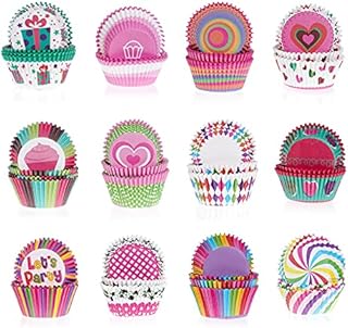 125 Pcs Cupcake Cases Paper Wrapper Comes in 5 Stylish Designs for Baking Muffin (125Pcs, 5 Styles)-Rainbow Styles Cupcake Liners for Wedding Birthday Party