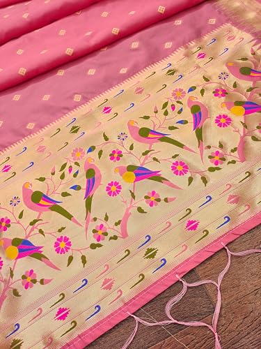 Image of DEVANGI Women's Woven Paithani Banarasi Silk Dupatta /Chunni For Women, Floral Print 1 Meter Wide and 2.3 Meter Length Printed Designer Dupatta /Chunni For Girls
