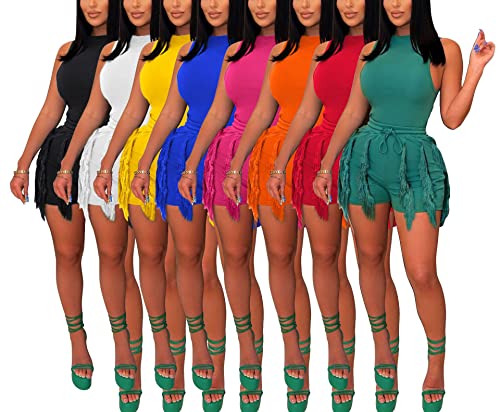 Vakkest Women Short Sleeve Color Block 2 Piece Tracksuit Set Stacked Flare Pants Ruffle Leggings Activewear Jumpsuit Green #TOP4