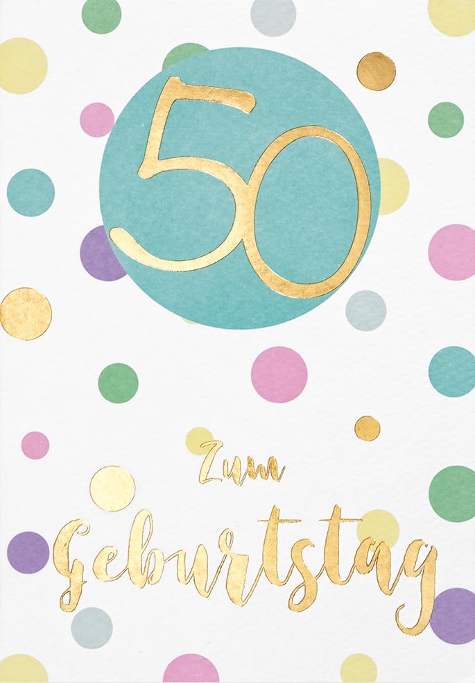 Glückwunschkarte Zum 50. Geburtstag Mit Goldenen Sternen – Elegantes Design, Inkl. Umschlag, Nachhaltiges Papier