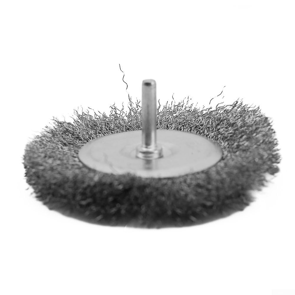 Cepillo de rueda de alambre para taladro, rueda de molienda de copa de 100 mm con vástago de 6 mm, alambre de crimpado de acero al carbono para óxido y extracción, compatible con