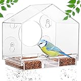 VUDECO Acrylic Clear Window Bird Feeder Outside, Clearview Window Bird Feeder with Strong Suction Cu
