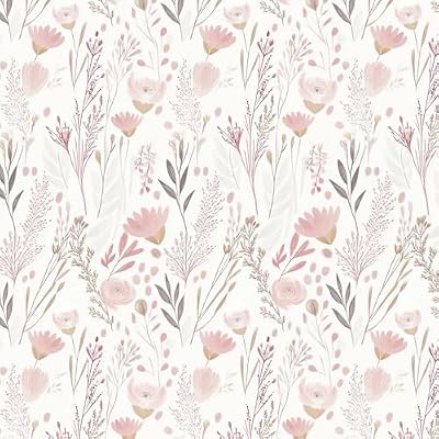SOON AFTER Floral Wallpaper Peel and Stick Pink Contact Paper Vintage Flowers Wall Paper Vinyl Self-Adhesive Removable Waterproof Wallpaper for Bedroom Bathroom Furniture Cabinets 17.3"x120"