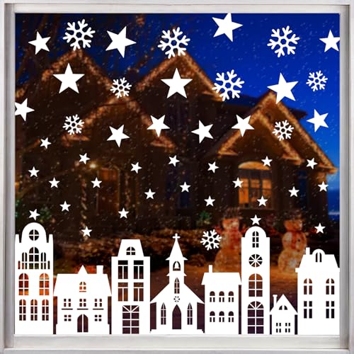 Fensterdeko Weihnachten Fensterbilder Selbstklebend, UEOTO Weiß...
