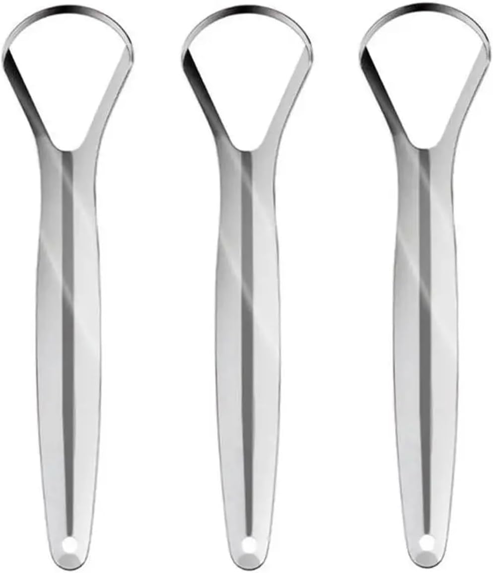 1/3/5/10Pcs Portable Single Layer Tongue Scraper Reusable Stainless Steel Fresh Breath Maker(3pcs)