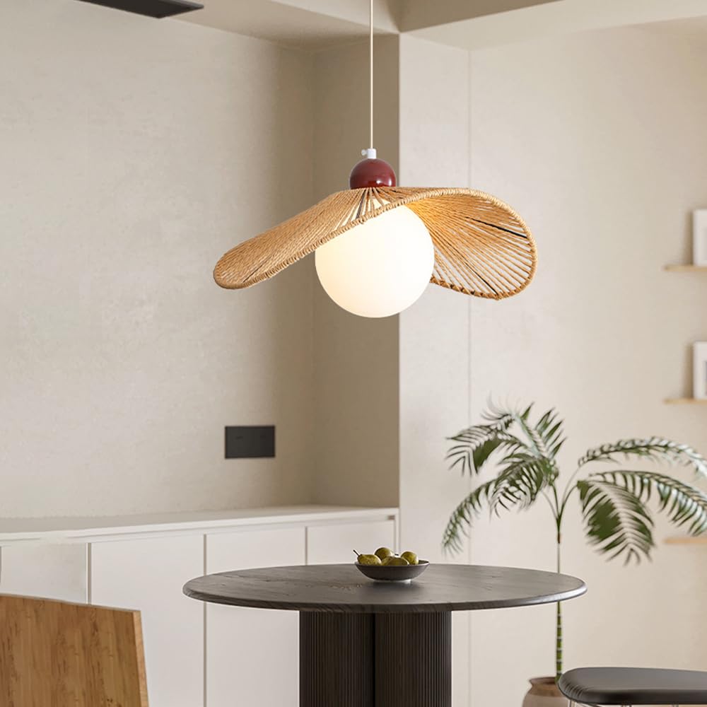 Lampy sufitowe do sypialni Boho Lampa wisząca do jadalni Kuchnia Wyspa Drewniana ręcznie tkana lampa wisząca do sypialni w stylu rustykalnym Salon