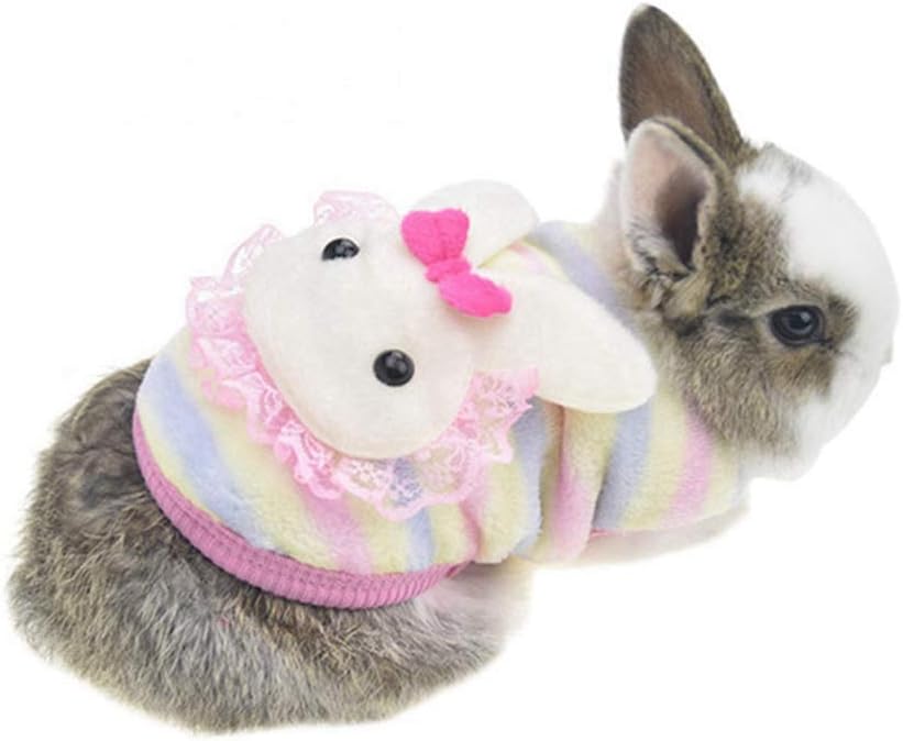 Winter Warm Fleece Bunny Rabbit Clothes Cute Small Animal Guinea Pig Chinchilla Ferret Angel Costume Accessories Outfit for Hamster…