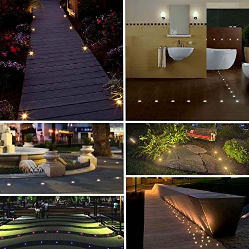 CNBRIGHTER LED Mini In-Ground Well Light-Finger Size,1W 12V DC,120° Wide Beam Angle,IP67 Waterproof,Recessed Marker Indicator Underground Outdoor Landscape Lightings,Warm White(3000K)