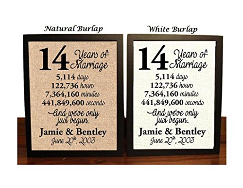 14 Year Anniversary Burlap Print | 14th Anniversary | 14th Anniversary Gift | 14 Years Together | 14th wedding Anniversary | 14th Anniversary gift for her | 14 Years of Marriage