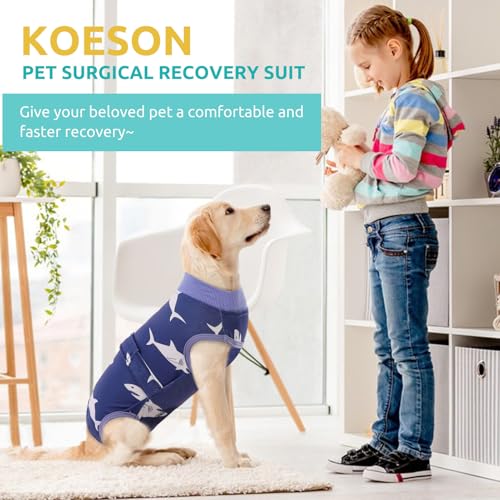 Image of KOESON Soft Dog Recovery Suit for Female Spay & Male Dogs After Surgery, M | Dog Recovery Shirt for Medium Dogs to Stop Licking Wounds, Breathable & Lightweight Alternative to Cone of Shame