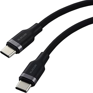 エレコム USB Type C ケーブル 2m 100W PD対応 高速充電 シリコン素材 なめらか やわらか 【 MacBook/iPad/Galaxy/Android スマホ タブレット 等対応 】 ブラック 【iPhone 16 シリーズ 対応検証済】 MPA-CCECSS20BK