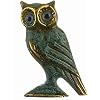 Owl of Athens Wisdom Solid Bronze Sculpture Ancient Greek Green-Gold Handmade