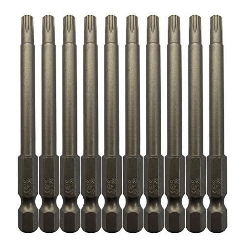 Sepuly 10Pcs Magnetic Torx Head Screw Driver Bits 75mm/3inch Long 1/4inch Hex Shank Security Tamper Proof Magnetic Torx Bit (T25)