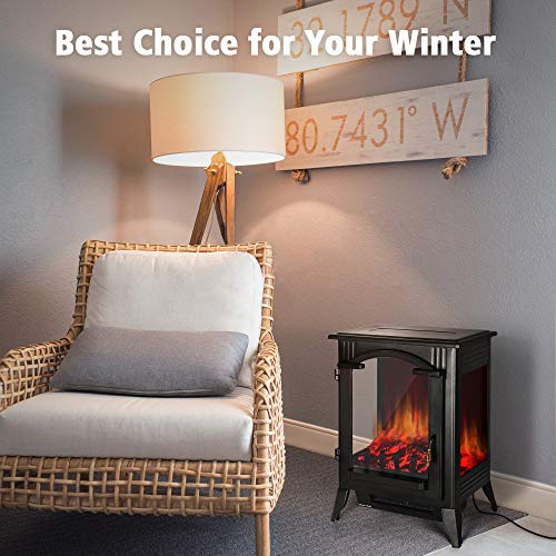 TRUSTECH Electric Fireplace Heater - 1500W / 750W Infrared Fireplace Heaters for Indoor Use Electric with 3D Flame Effect, Adjustable Flame Brightness, Large Size Room Fireplace Space Heater Stove