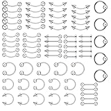 70Pcs Lip Piercing Jewellery Set, Vertical Labret Lip Bars Eyebrow Bar Tongue Bars Eyebrow Piercing Jewellery Curved Barbell Piercings Nose Ring Horseback Tongue Eyebrow Ear Barbells