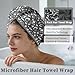 VOOVA & MOVAS Dark Gray Microfiber Hair Towel Wrap for Women 2-Pack, Super Absorbent Quick Dry Hair Towels for Wet Hair After Shower, Soft Lightweight Hair Wraps