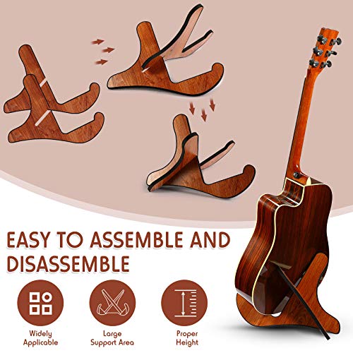 Wooden Guitar Stand with RoseWood Guitar Capo and Guitar Picks, X-Frame Style Portable String Instrument Holder with Soft Edge for Universal Acoustic Electric Classical Guitar Bass Banjo