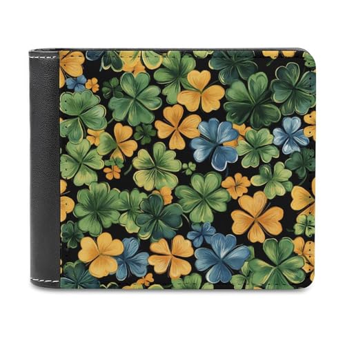 Colorful Clovers Shamrocks Fashion Bifold Wallets for Men Women Slim & Thin Credit Card Holder Wallet Purse