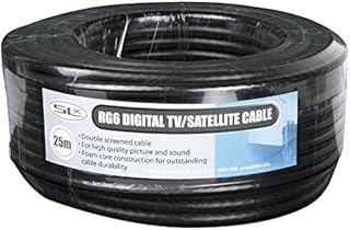 Coax Cable 25m RG6 Black, Philex 27600FW25 Aerial & Satellite Cable Coaxial TV Cable