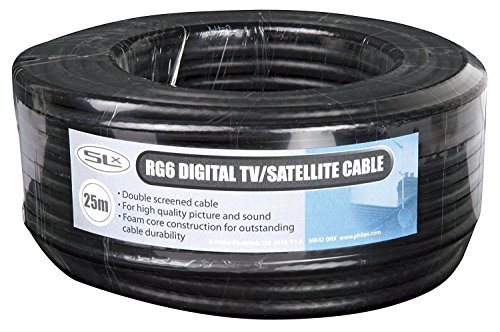 Philex Coax Cable 25m Black, RG6 Aerial & Satellite TV Cable