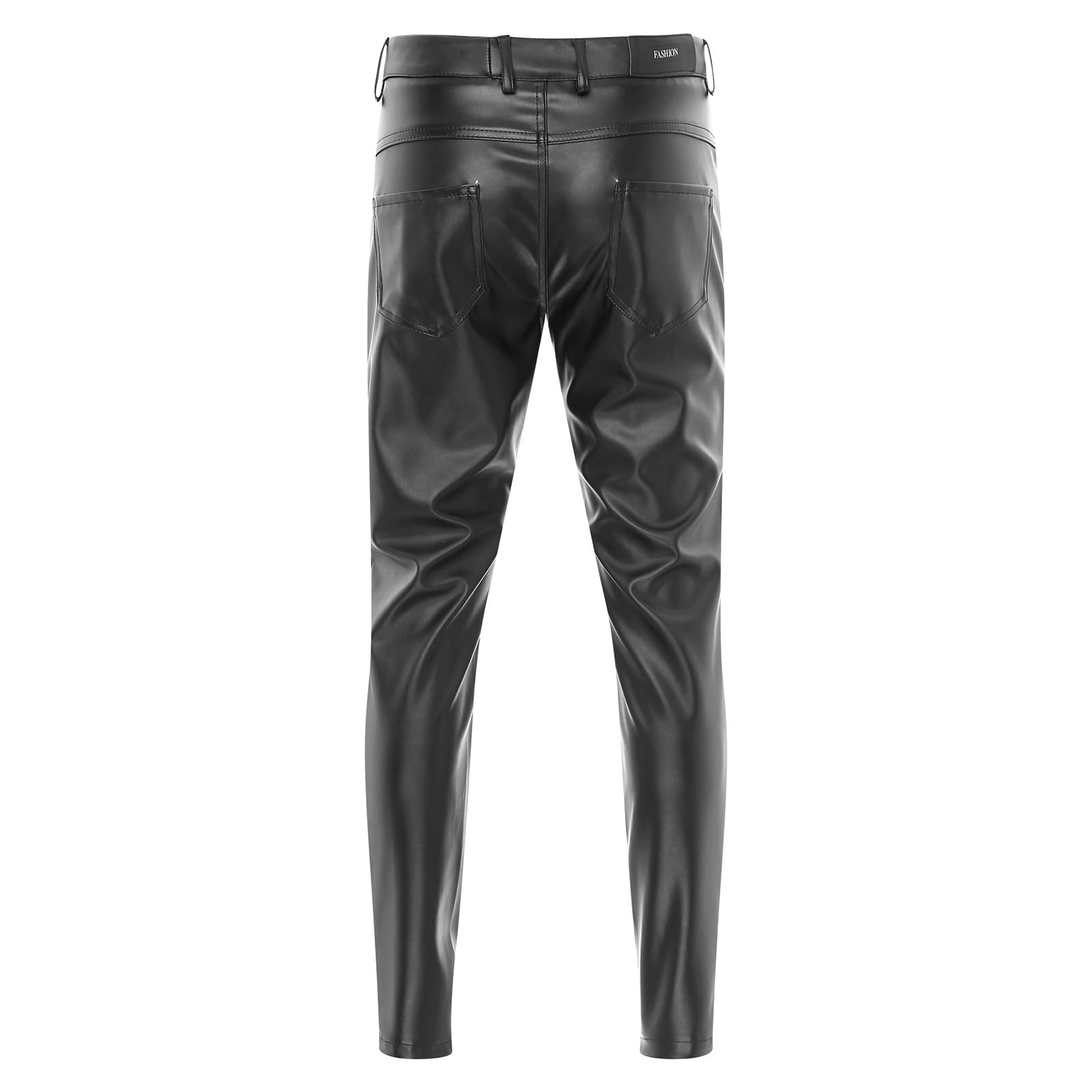 Pantaloni da uomo Wetlook skinny, in pelle laccata, con sacchetto a bulge, elasticizzati, in similpelle, slim fit, taglio dritto, erotici
