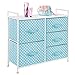 mDesign Storage Dresser Furniture Unit - Tall Baby and Kid Organizer Stand for Bedroom, Nursery, Playroom, and Closet - 5 Drawer Removable Fabric Bins - Polka Dot - Turquoise Blue/White