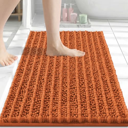 Image of Arotive Luxury Small Bathroom Rugs 24x16, Extra Soft Thick Absorbent Shaggy Chenille Bath Rugs, Machine Wash Dry, Bath Mats for Bathroom Floor, Tub and Shower, Home Decor Accessories, Clay