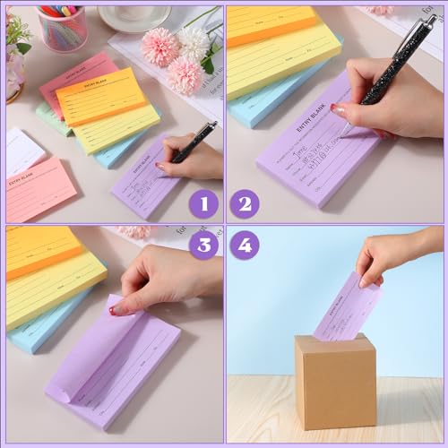 Kosiz 1000 Pcs Raffle Ticket Sheets Double Roll Entry Forms for Raffle Tickets with Name Phone Email for Auction School Events Network Contests Marketing(Multicolor) - Thumbnail 4