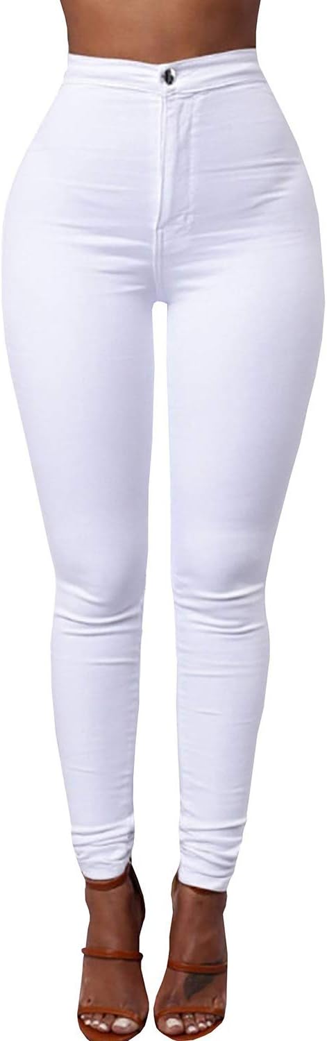 ZKOO Jeans Leggings Womens High Waist Stretch Denim Trousers Butt Lift Cotton Skinny Denim Pencil Pants White