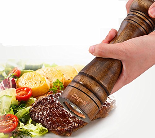 Topelec 8 Inch Klassieke Houten Zout en Peper Mill Massief Eiken Houten Peper Molen met Sterke Verstelbare Keramische… - Image 8