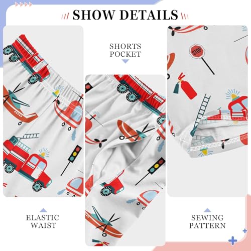 ZZXXB Helicopter Fire Truck Boys Long Pants Soft Trousers Elastic Waist Kids Lounge Bottoms with Pockets S-XL4