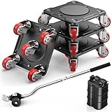 WOUOW Kit de Transporte de Muebles con Elevador de Muebles - Placa de Acero al Carbono Reforzada y 5 Ruedas TPE Giratorias 360°, Capacidad Máxima 500kg, Mueve Muebles Pesados Fácilmente (Negro)