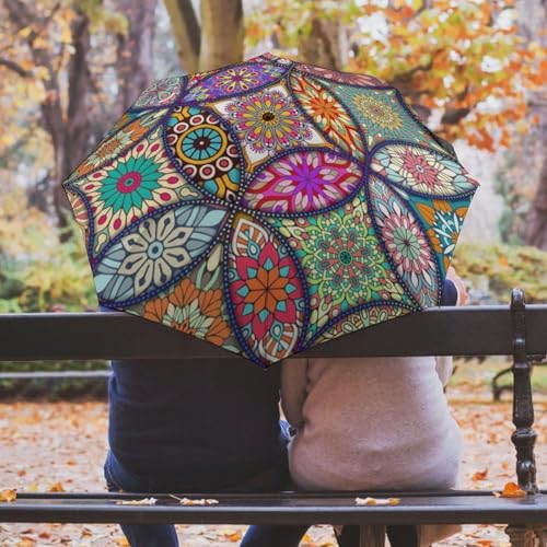 Parapluie pliable à fleurs colorées automatique et compact anti vent