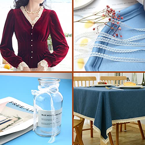 Billioteam 60 Yards White Lace Trim Ribbon,12 Rolls Crochet Sewing Assorted Patterns White Cream Vintage Floral Lace Ribbons For Sewing Diy,Gift Wrap,Scrapbooking,Dollies,Bridal Shower Wedding Decor #TOP4