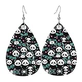 Pendientes de lágrima con estampado de cara de panda, elegantes y hermosos, ligeros, colgantes para mujeres y niñas