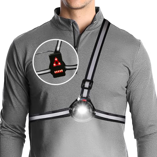 OHVBAEON Running Lights for Runners 90°Adjustable Beam USB Rechargeable Running Chest Light 3 Modes LED Body Torch IPX6 Waterproof with Taillight for Night Walking Running Camping Fishing Dog Walking