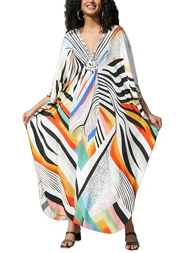 Image of KEYLORTING Plus Size Kaftan Dress Women, African Moo Moo Print Caftan, Batwing Dress, Beach Cover Up for Party and Loungewear