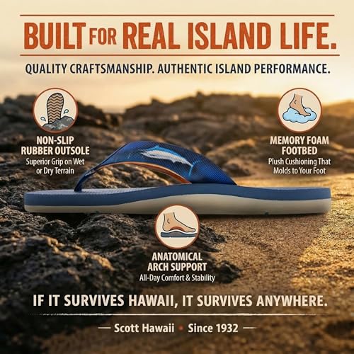 Image of Scott Hawaii Men's Kaiko Fishing & Boating Slipper | Neoprene Lined Strap | Arch Support | Non-Marking Outsole | No-Slip Deck Traction | All Day On The Water Sandal