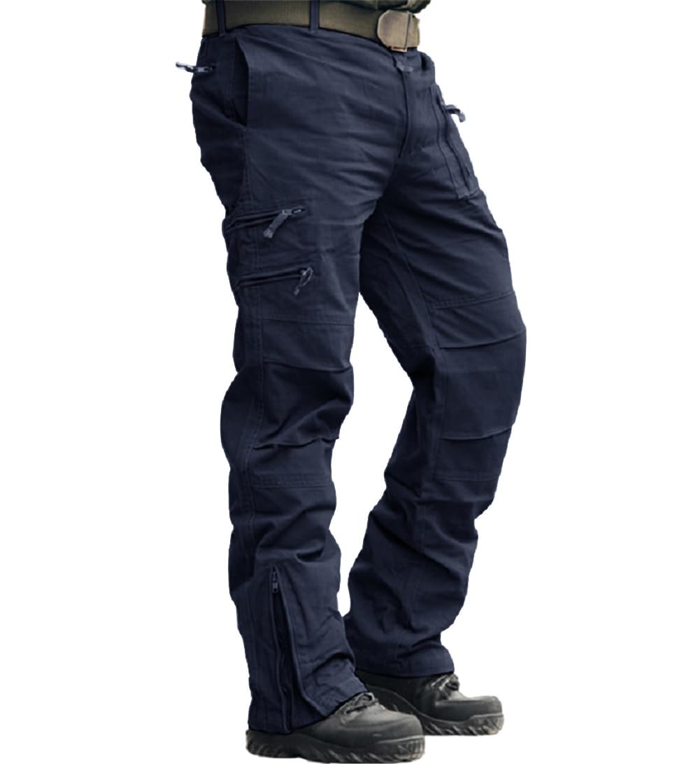 CRYSULLY Mens Tactical Cargo Pants Ripstop Cotton Military Hiking Work