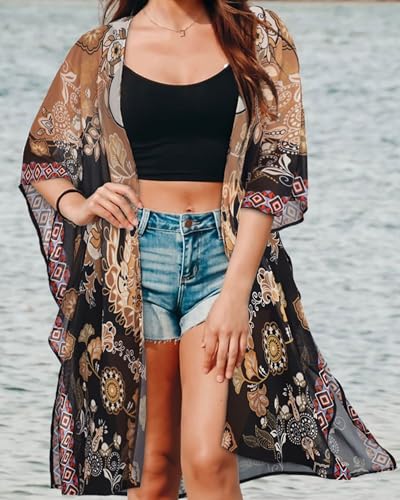 Image of Swimsuit Coverups for Women Sarong Beach Bikini Wrap Sheer Short Skirt Chiffon Scarf for Swimwear