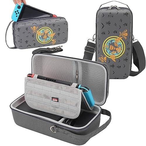 Portable Carry Case for Nintendo Switch/Switch OLED – Built-in Stand Fit for Switch AC Adapter, Switch Dock / Pro Controller Accessories, Zelda Theme Switch Travel Case with Removable Shoulder Strap