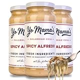Yo Mama’s Foods Gourmet Keto Spicy Alfredo Pasta Sauce | (3) 16 Ounce Glass Bottles | Our Spicy...